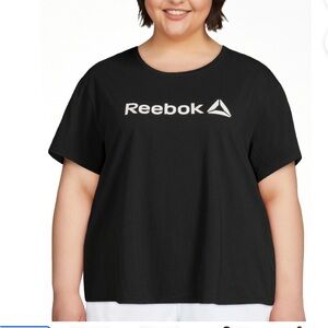 Reebok Black T-Shirt Front full Logo Hi lo top SZ: 3XL